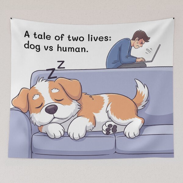 Item preview, Dog Chilling, Human Struggling – Funny Life Comparison Comic designed and sold by DoggoSay.