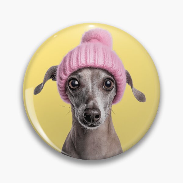 Item preview, Cozy Italian Greyhound dog Wearing Pink Winter Hat Trendy Animal Fashion Artwork designed and sold by LazyOwlStore.