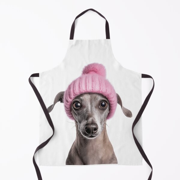 Item preview, Cozy Italian Greyhound dog Wearing Pink Winter Hat Trendy Animal Fashion Artwork designed and sold by LazyOwlStore.