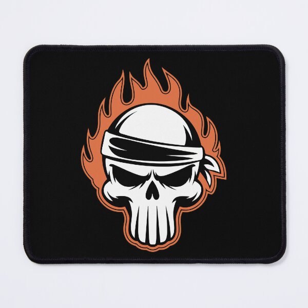 Item preview, Skull Rebel Bandanna – Orange Flames designed and sold by TrippyOutfitter.