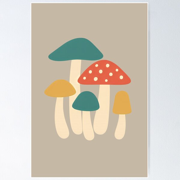 Item preview, Whimsical Forest Mushrooms – Cute Minimalist Fungi Illustration designed and sold by Shoot-The-Moon.
