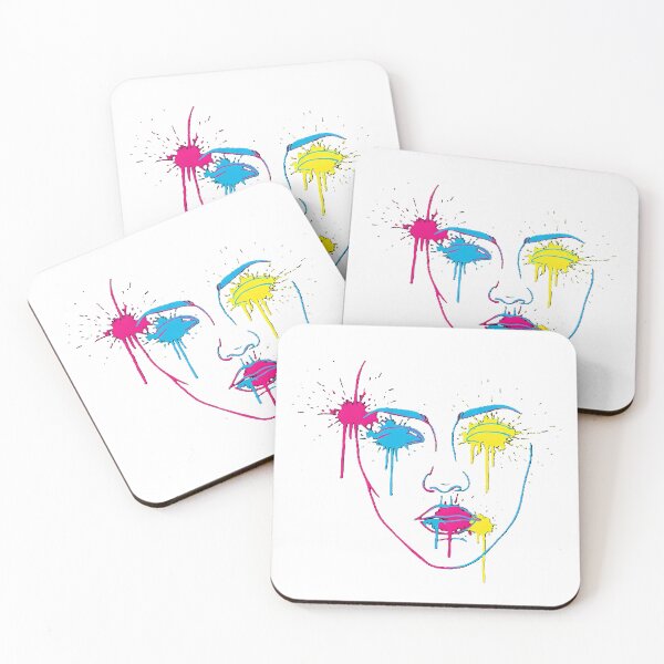 Item preview, Vibrant Neon Meltdown Art Print: Abstract Cyan Magenta Yellow Splatter Face - Bold Modern Pop Art Design designed and sold by MalPhiri.