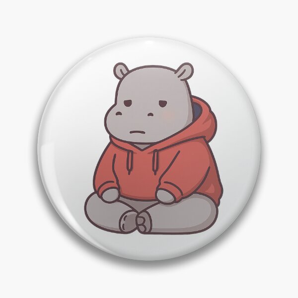 Item preview, Kawaii Hippo in Hoodie – Sitting Criss-Cross and Emotionally Done designed and sold by Tripconic.