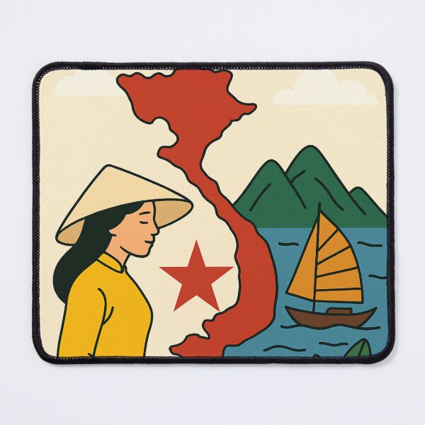 Item preview, Vietnam Travel Art – Ao Dai, Halong Bay & Map designed and sold by TheVietNa.