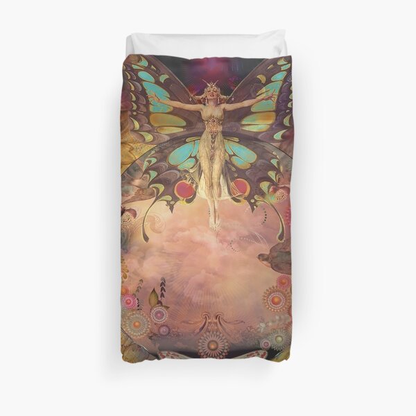 art deco psychadelic butterfly Duvet Cover
