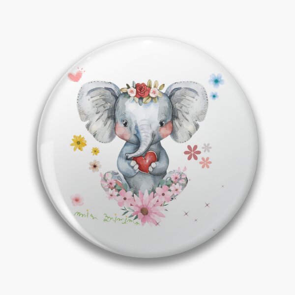 Item preview, Cute pink baby elephant cartoon character with a heart, perfect for a fun wildlife illustration designed and sold by KanDa-Shop.