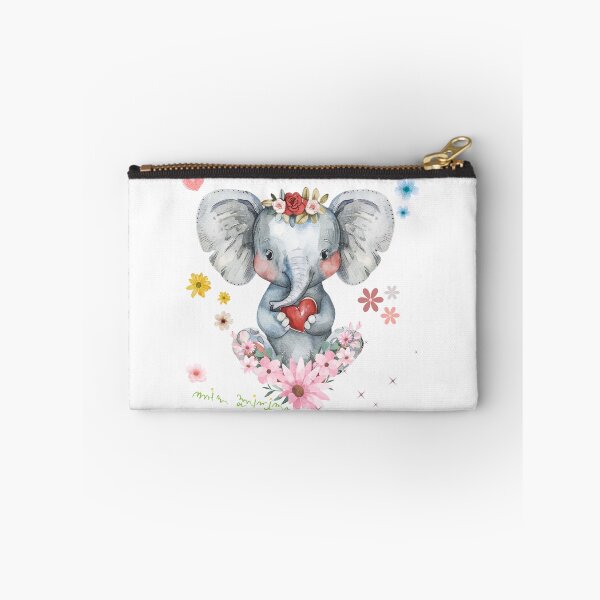 Item preview, Cute pink baby elephant cartoon character with a heart, perfect for a fun wildlife illustration designed and sold by KanDa-Shop.