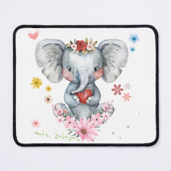 Item preview, Cute pink baby elephant cartoon character with a heart, perfect for a fun wildlife illustration designed and sold by KanDa-Shop.