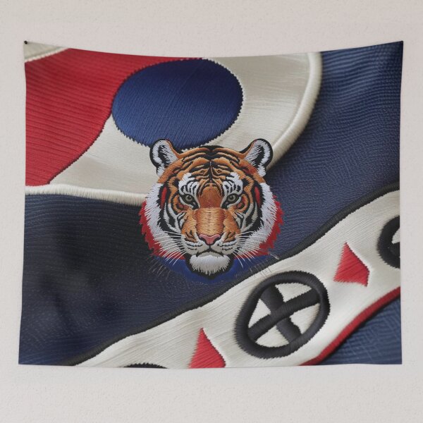 Item preview, Fierce Korean Tiger Embroidery Design  Red White & Blue National Animal Pattern designed and sold by ArtDesignTp.