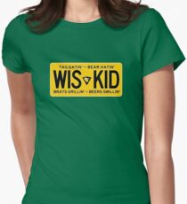 Wis-Kid Yellow License Tailgatin' Bear Hatin' Brats Grillin' Beers Swillin' Women's Fitted T-Shirt