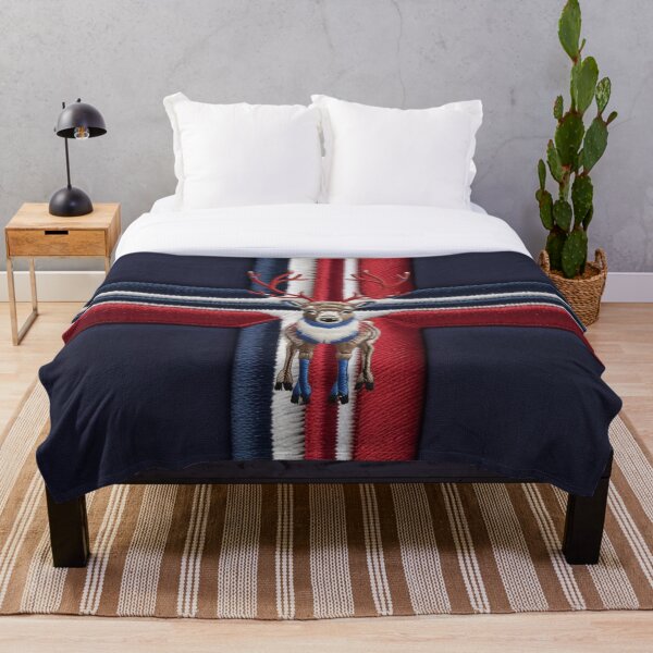 Artikelvorschau, Norwegischer Rentier-Stickerei-Aufnäher, Rot, Weiß, Blau, nordisches Design entworfen und verkauft von ArtDesignTp.