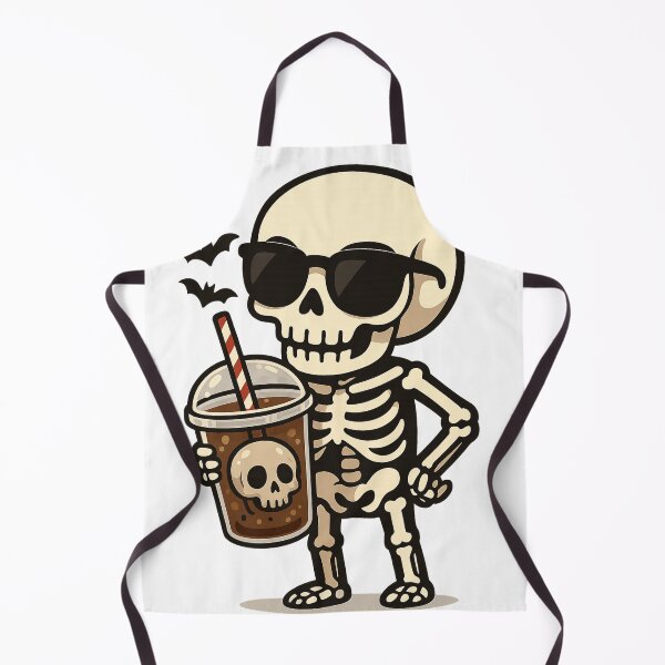 Item preview, Skeleton Sipping Iced Coffee with Bats designed and sold by MetaMuralStudio.