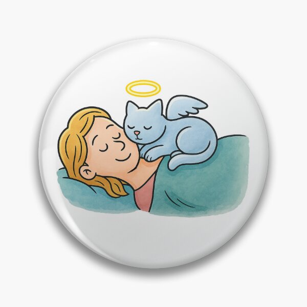 Item preview, Angel Cat Sleeping on Owner – Pet Loss Memorial Art for Cat Lovers designed and sold by PetSoulPrints.