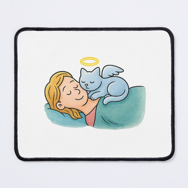 Item preview, Angel Cat Sleeping on Owner – Pet Loss Memorial Art for Cat Lovers designed and sold by PetSoulPrints.