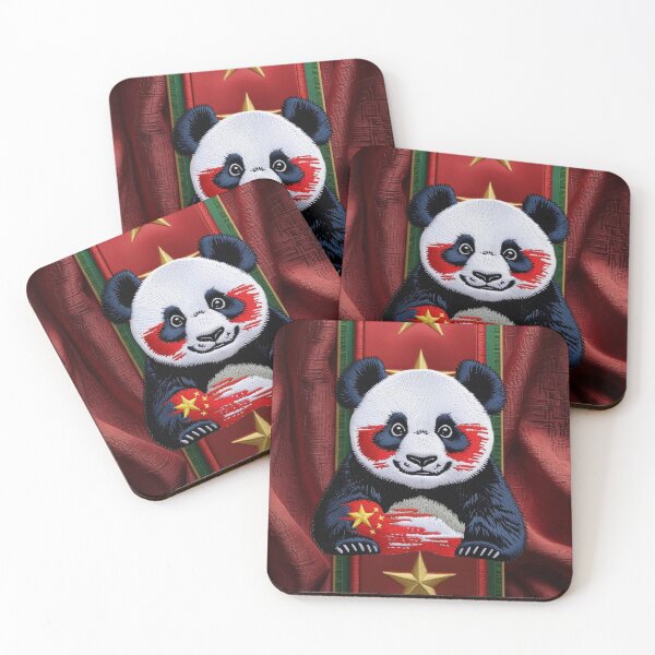 Item preview, Patriotic China Panda Embroidery Design  Red Yellow Flag Animal Patch Art designed and sold by ArtDesignTp.