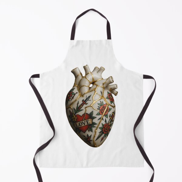 Item preview, Ceramic heart with gold (kintsugi) – vintage old school tattoo (Love) designed and sold by Candie_Loudenfrau_Art.