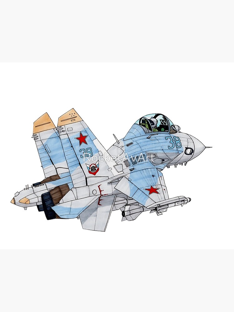 Sukhoi Su 27 Flanker Cartoon Poster By Rocketavart Redbubble