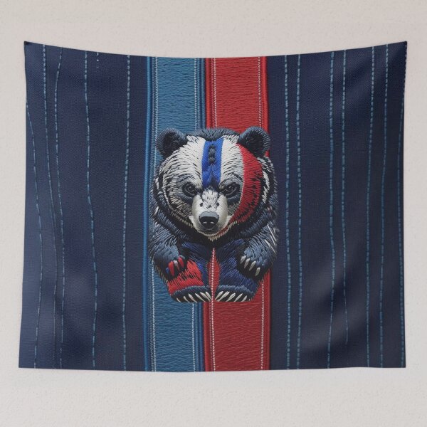 Artikelvorschau, Russischer Bär Stickerei Patch Patriotisches Rot Blau Weiß Tier Design entworfen und verkauft von ArtDesignTp.