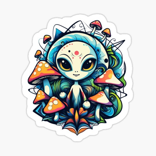 Item preview, Alien with Mushrooms – Cute Fantasy Creature Illustration designed and sold by Whimsical Wildlings.
