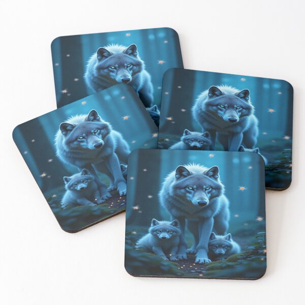 Item preview, Mystical Silver Wolf with Cubs designed and sold by Enchanting Art Vista.