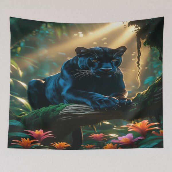Item preview, Black Panther Resting in Jungle designed and sold by Enchanting Art Vista.