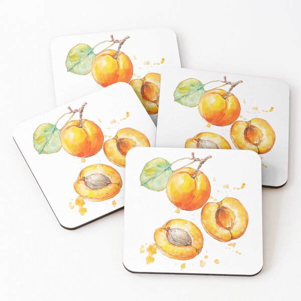Item preview, Sweet Apricot Watercolor Fruit Illustration – Whole and Halved designed and sold by Moss and Moon Studio.