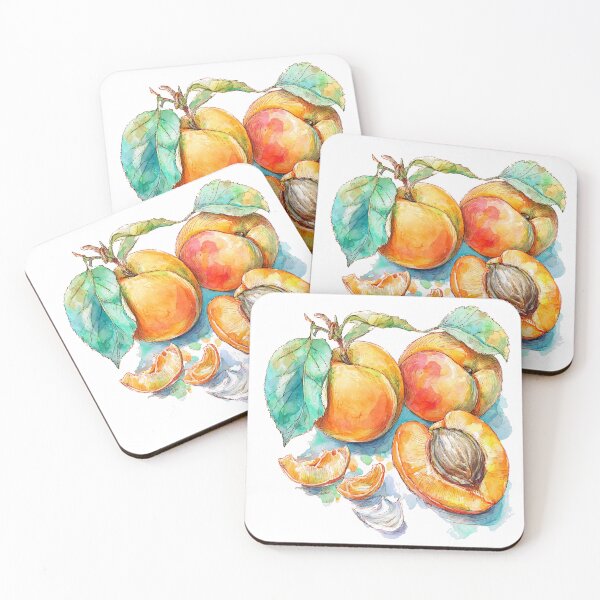 Item preview, Sweet Apricot Watercolor Fruit Illustration – Whole and Halved designed and sold by Moss and Moon Studio.