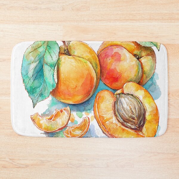Item preview, Sweet Apricot Watercolor Fruit Illustration – Whole and Halved designed and sold by Moss and Moon Studio.