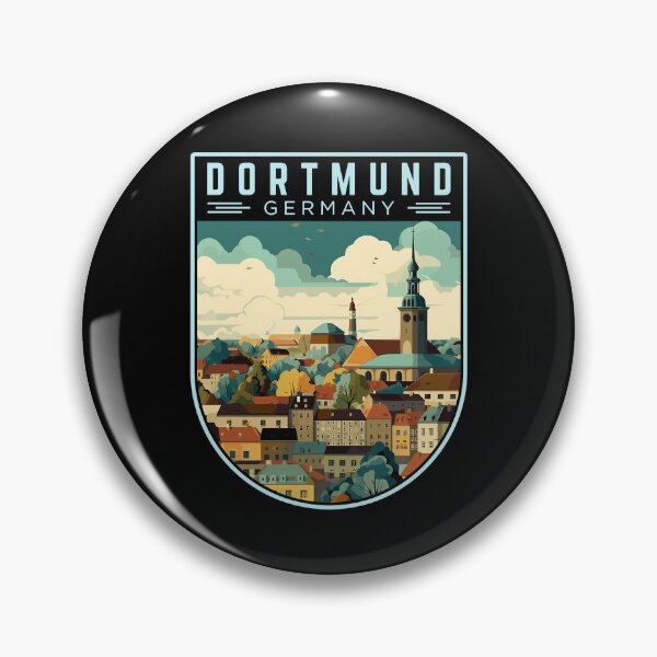 Item preview, Dortmund in North Rhine-Westphalia, Germany Retro Travel Art Badge designed and sold by MaateoDesign.