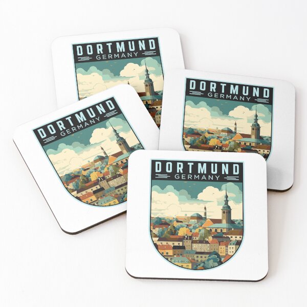 Item preview, Dortmund in North Rhine-Westphalia, Germany Retro Travel Art Badge designed and sold by MaateoDesign.