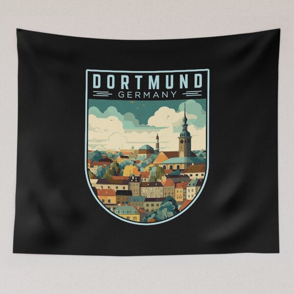 Item preview, Dortmund in North Rhine-Westphalia, Germany Retro Travel Art Badge designed and sold by MaateoDesign.