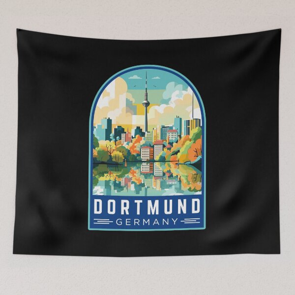 Item preview, Dortmund in North Rhine-Westphalia, Germany Vintage Travel Art Emblem designed and sold by MaateoDesign.