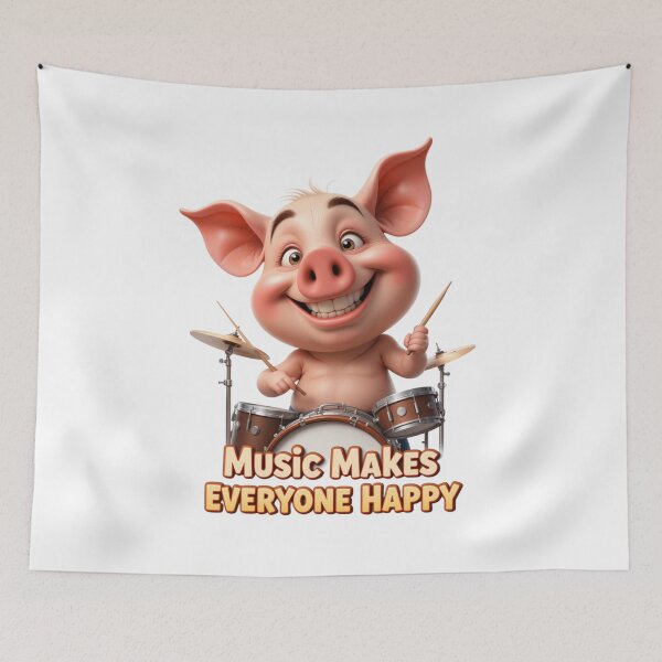 Item preview, Joyful Pig Drummer – Music Makes Everyone Happy designed and sold by AleksKos.