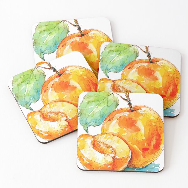 Item preview, Sweet Apricot Watercolor Fruit Illustration – Whole and Halved designed and sold by Moss and Moon Studio.
