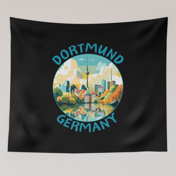 Item preview, Dortmund in North Rhine-Westphalia, Germany Retro Travel Art Circle Emblem designed and sold by MaateoDesign.