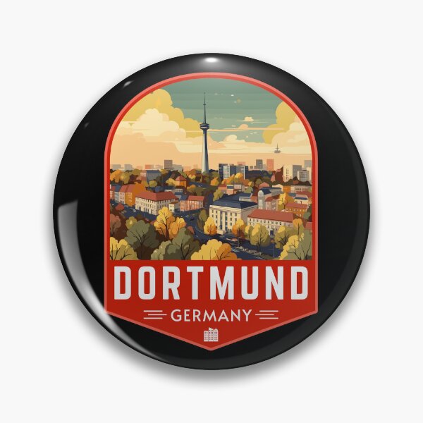 Item preview, Dortmund in North Rhine-Westphalia, Germany Vintage Travel Art Badge designed and sold by MaateoDesign.