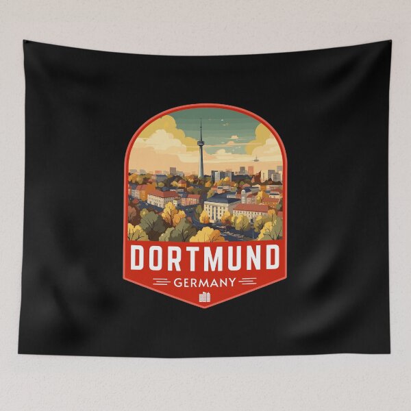 Item preview, Dortmund in North Rhine-Westphalia, Germany Vintage Travel Art Badge designed and sold by MaateoDesign.