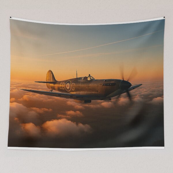 Item preview, Sunset Patrol Spitfire Above the Clouds designed and sold by Skyframe Aviation.