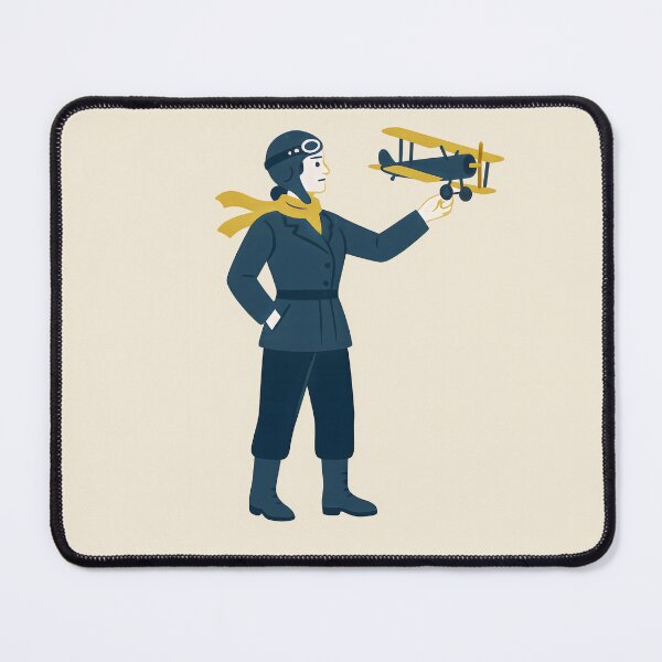 Item preview, Amelia Earhart-Inspired Aviator Girl with Toy Biplane Retro Art designed and sold by Shoot-The-Moon.