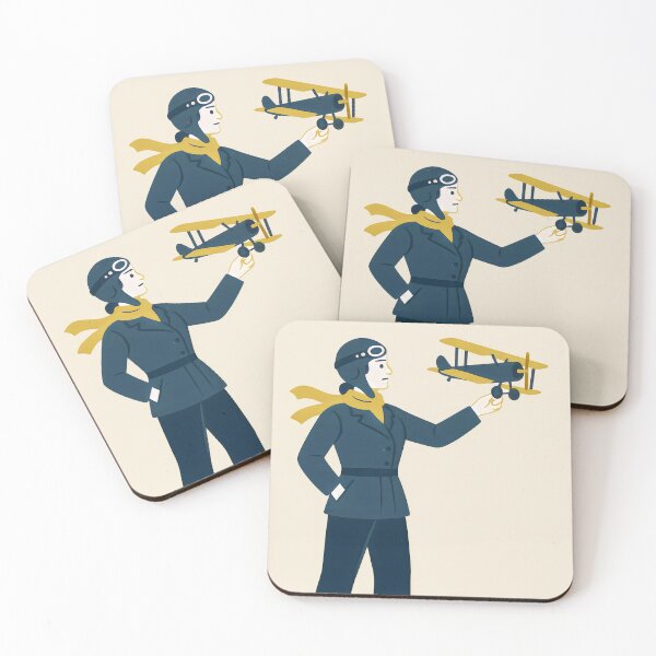 Item preview, Amelia Earhart-Inspired Aviator Girl with Toy Biplane Retro Art designed and sold by Shoot-The-Moon.