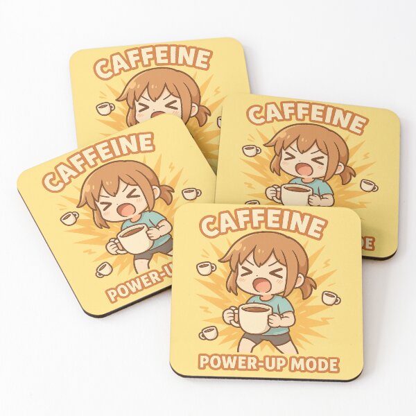 Item preview, Caffeine Power-Up Mode - Cute Anime Coffee Lover designed and sold by Diwakar-Designs.