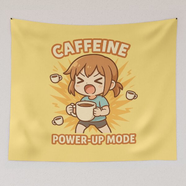 Item preview, Caffeine Power-Up Mode - Cute Anime Coffee Lover designed and sold by Diwakar-Designs.
