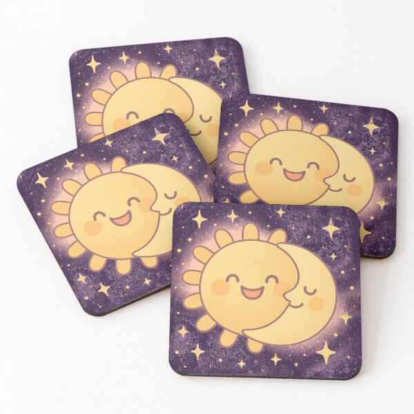 Item preview,  Kawaii sun and moon in love deep purple print designed and sold by Like a Kid Designs.