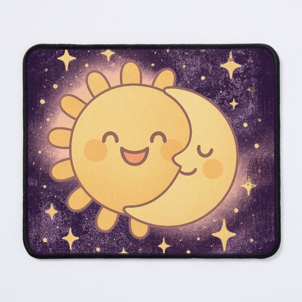 Item preview, Kawaii sun and moon in love deep purple print designed and sold by Like a Kid Designs.