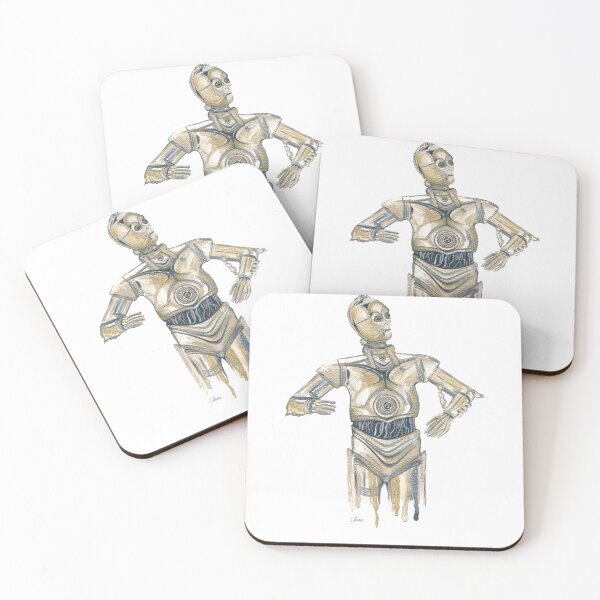 Item preview, Star Wars, C3PO inspired, Retro Watercolor Art – Nostalgic Droid art, Sci-Fi Fans designed and sold by Sam Morton - Heart Art.
