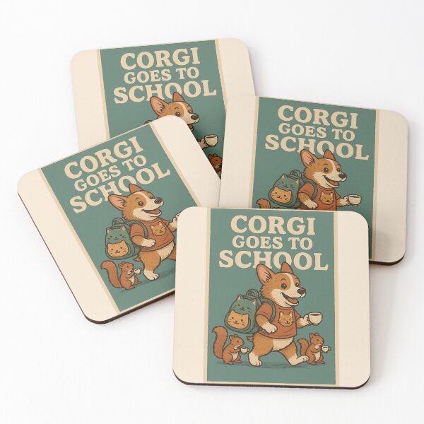 Item preview, Retro Corgi on a Cozy School Walk – Cute Dog and Squirrels Art designed and sold by BeetleDots.