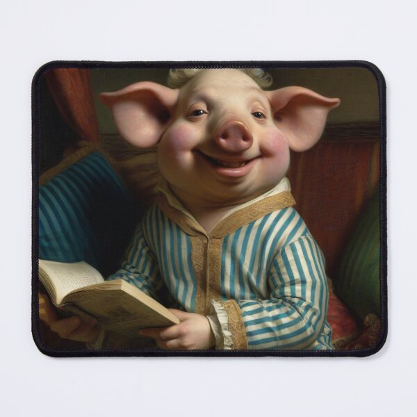 Item preview, Cute Funny Pig in Pijamas reading book Old Vintage Portrait designed and sold by MovieSetStories.