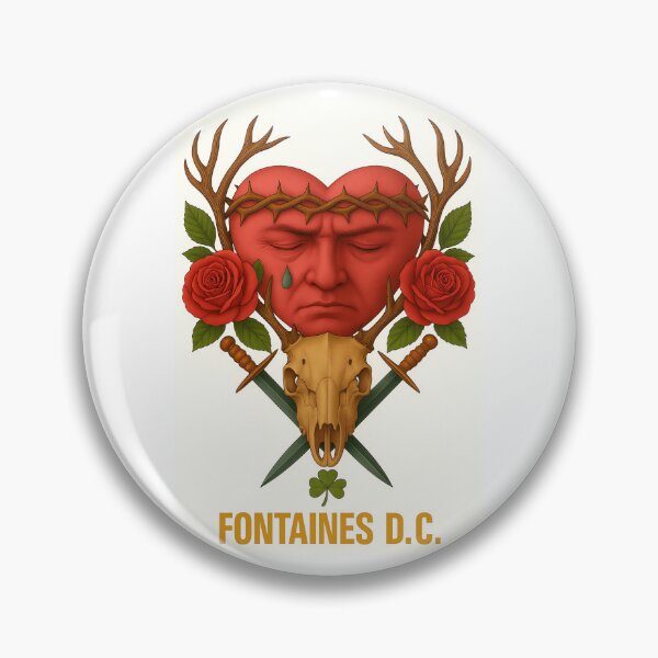 Item preview, Fontaines D.C Heart Stag Skull Emblem designed and sold by jackjoe1708.