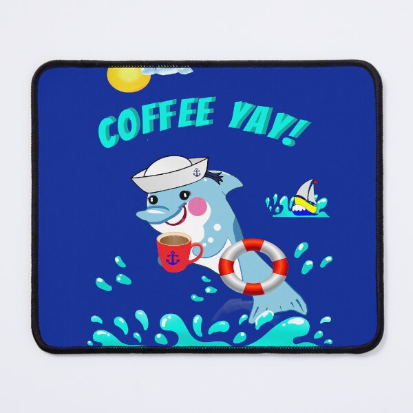 Item preview, A Funny Dolphin With a Cyber Citrus Coffee Vibe: A Sticker - Coffee Yay! designed and sold by Felia001.