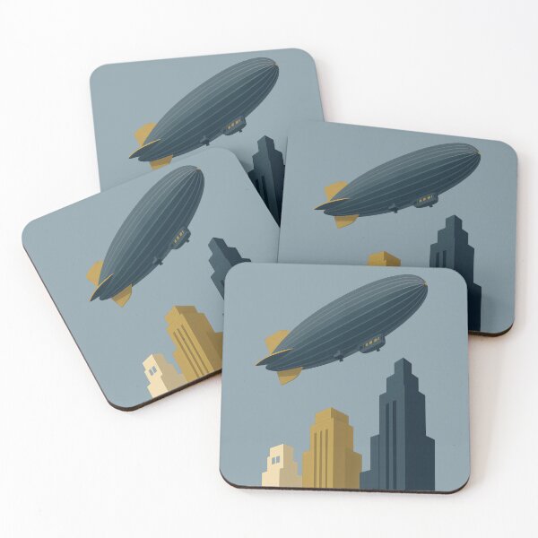 Item preview, Vintage Zeppelin Over Art Deco Skyline – Retro Travel Aesthetic designed and sold by Shoot-The-Moon.